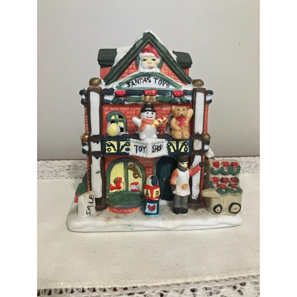 Vintage Christmas Village Santa’s Toy Shop Ceramic Lighted BuildingHoliday Store